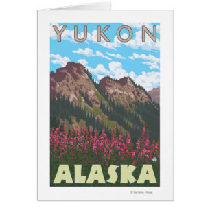 Fireweed & Mountains - Yukon, Alaska