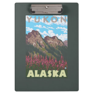 Fireweed & Mountains - Yukon, Alaska Clipboard