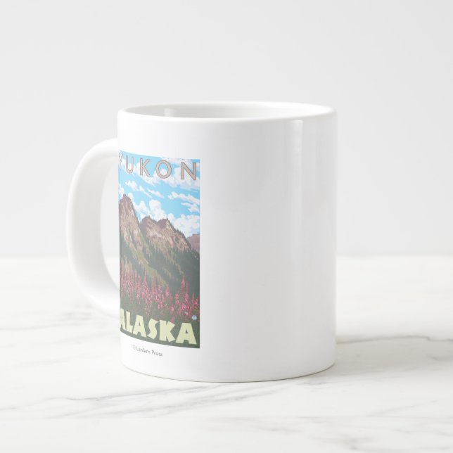 Fireweed & Mountains - Yukon, Alaska Large Coffee Mug (Front Left)