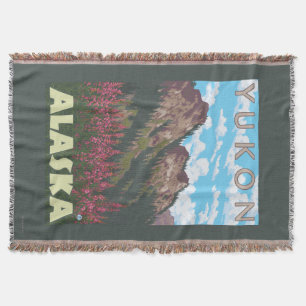Fireweed & Mountains - Yukon, Alaska Throw Blanket