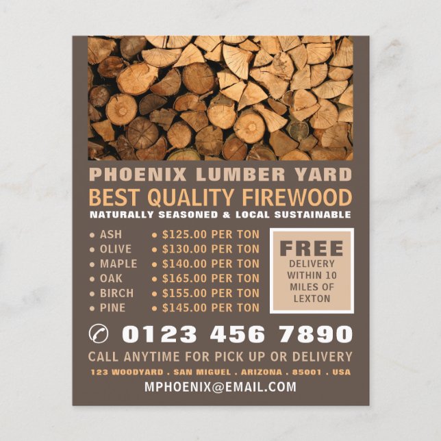 Firewood, Lumber/Timber/Wood Yard Flyer (Front)