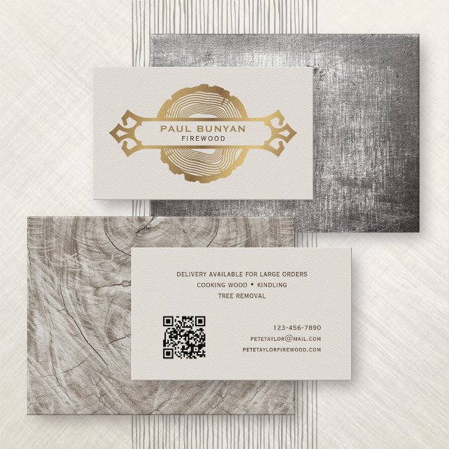 Firewood Lumberjack Tree Service Business Card (Creator Uploaded)