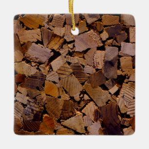 Firewood rustic cabin wood grain tree bark pattern ceramic ornament