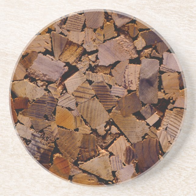 Firewood rustic cabin wood grain tree bark pattern coaster (Front)