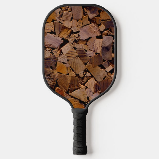 Firewood rustic cabin wood grain tree bark pattern pickleball paddle (Front)