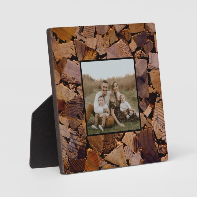 Firewood rustic cabin wood grain tree bark pattern plaque (Front)