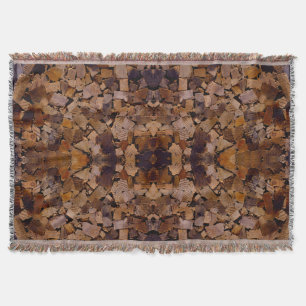 Firewood rustic cabin wood grain tree bark pattern throw blanket