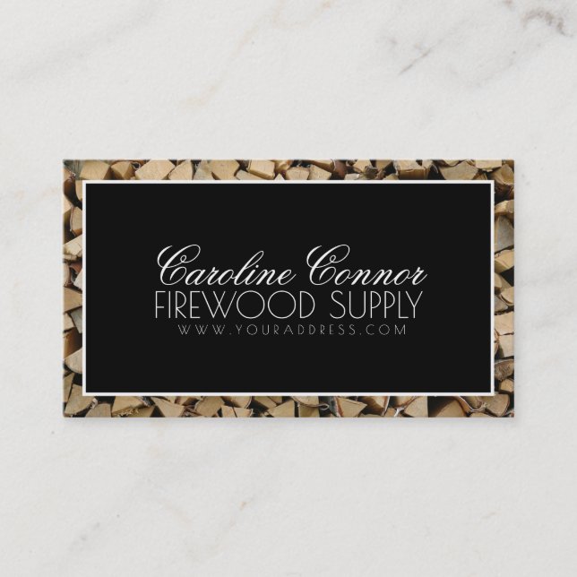 Firewood Supply Logs Black & White Bold Card (Front)