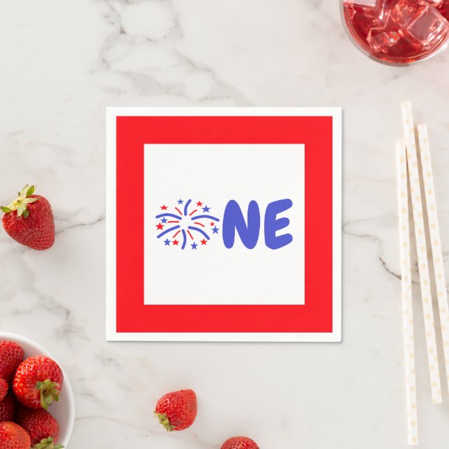 Firework 1st Birthday Napkin (Insitu)