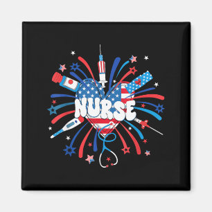 Firework 4th of July Nurse Independence Day Girly Magnet