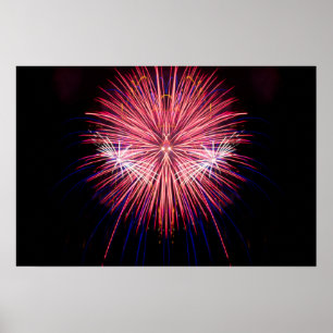 Firework Art: Red and White Poster
