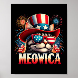 Firework Cat Funny Patriotic Kitty Cat Meowica 4th Poster