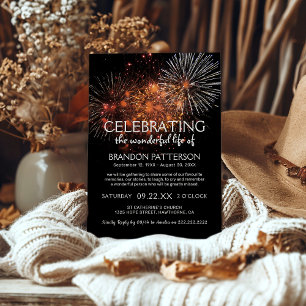 Firework Celebration of Life   Funeral Invitation