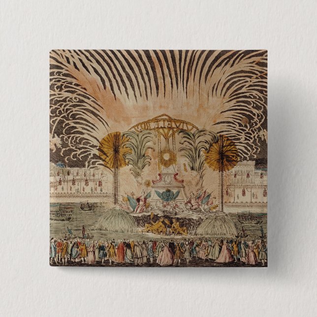 Firework Display in the Place Louis XV 15 Cm Square Badge (Front)