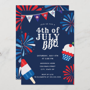 Firework Fourth of July BBQ Invitation