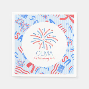 Firework Fourth of July Birthday Napkin