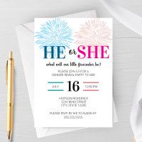 Firework Gender Reveal Party Invitation
