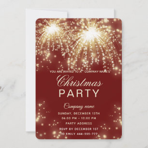 Firework gold corporate Christmas party Invitation