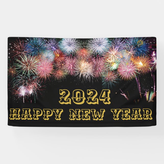 Firework Happy New Year wall Banner (Horizontal)