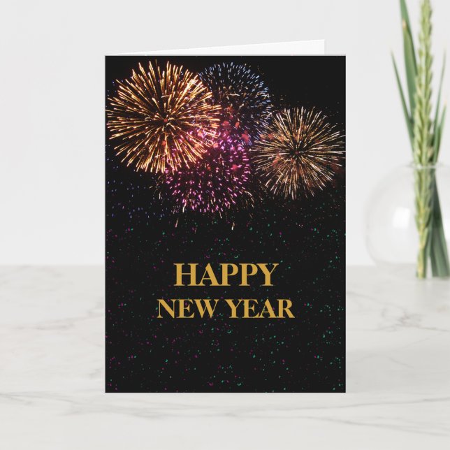 Firework New Year Eve Greeting Card (Front)