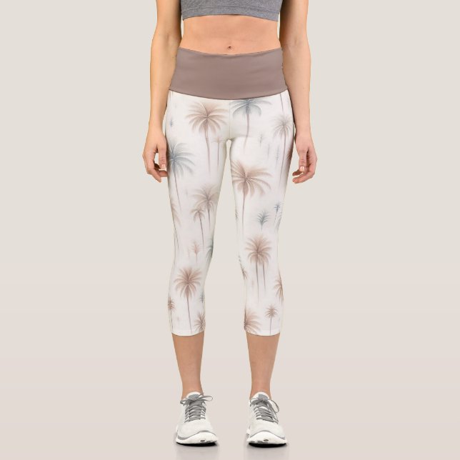 Firework Palms Capri Leggings (Front)