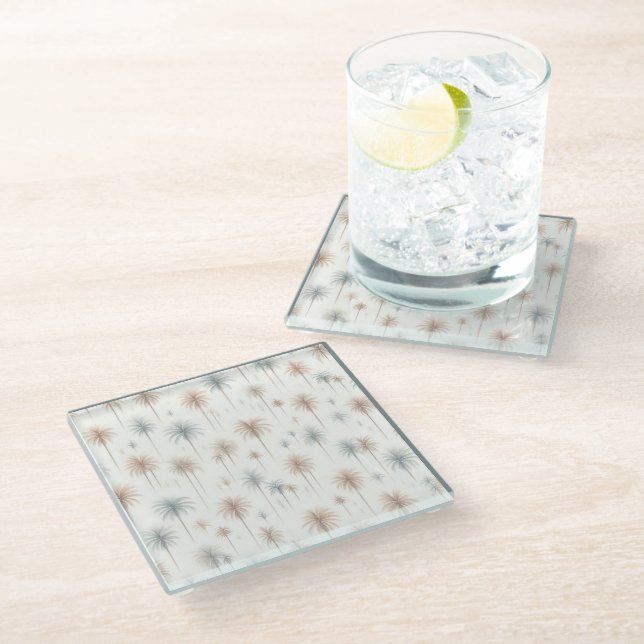 Firework Palms Glass Coaster (Angled)