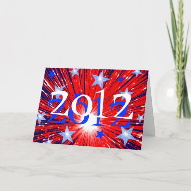 Firework Red White Blue '2012' New Year card (Front)