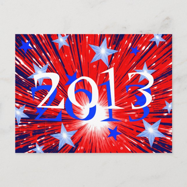 Firework Red White Blue '2013' postcard (Front)
