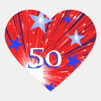 Firework Red White Blue 'Age' sticker heart