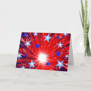 Firework Red White Blue greetings card