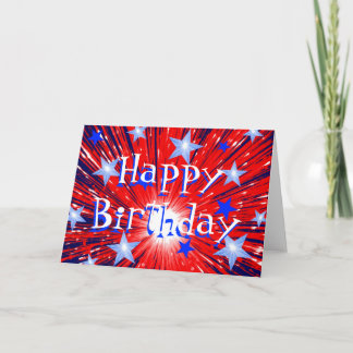 Firework Red White Blue 'Happy Birthday' card