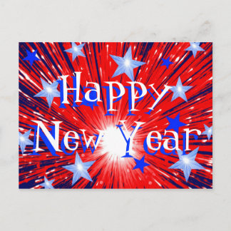 Firework Red White Blue 'Happy New Year' postcard