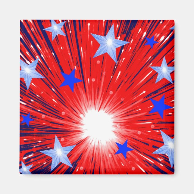 Firework Red White Blue magnet square (Front)