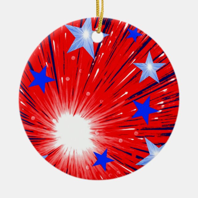 Firework Red White Blue ornament (Front)
