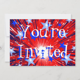 Firework Red White Blue 'Party' invitation