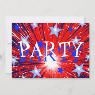Firework Red White Blue 'Party'  invitation