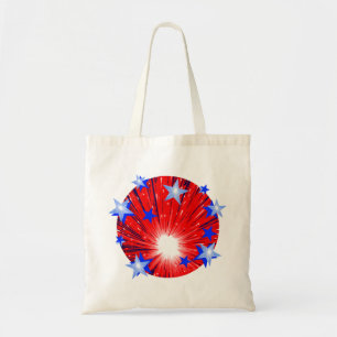 Firework Red White Blue Round tote bag