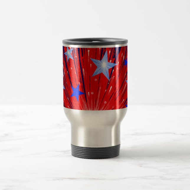 Firework Red White Blue travel/commuter mug (Center)