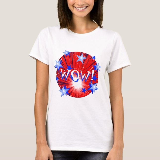 Firework Red White Blue 'WOW!' t-shirt ladies (Front)