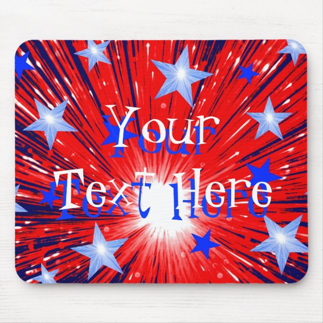 Firework Red White Blue 'Your Text' mousepad (Front)