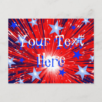 Firework Red White Blue 'Your Text' postcard
