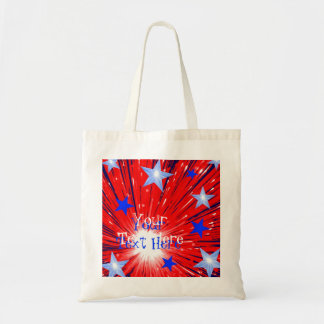 Firework Red White Blue 'Your Text' tote bag