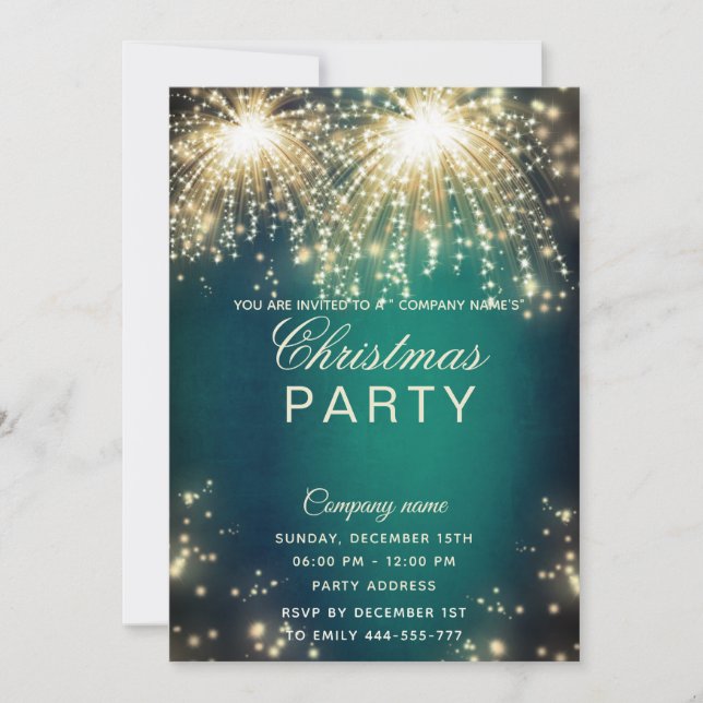 Firework sparkling corporate Christmas party  Invitation (Front)