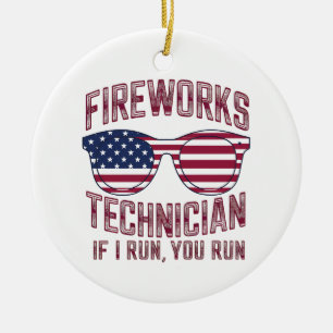 Firework Technician 4Th Of July Funny Usa Ceramic Tree Decoration