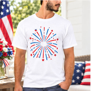 Firework USA 4th of July Patriotic Red, White T-Shirt