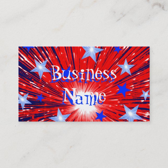 FireworkRed White Blue business card template (Front)