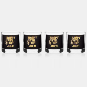 Fireworks 10 4th of July rocks glasses set of 4