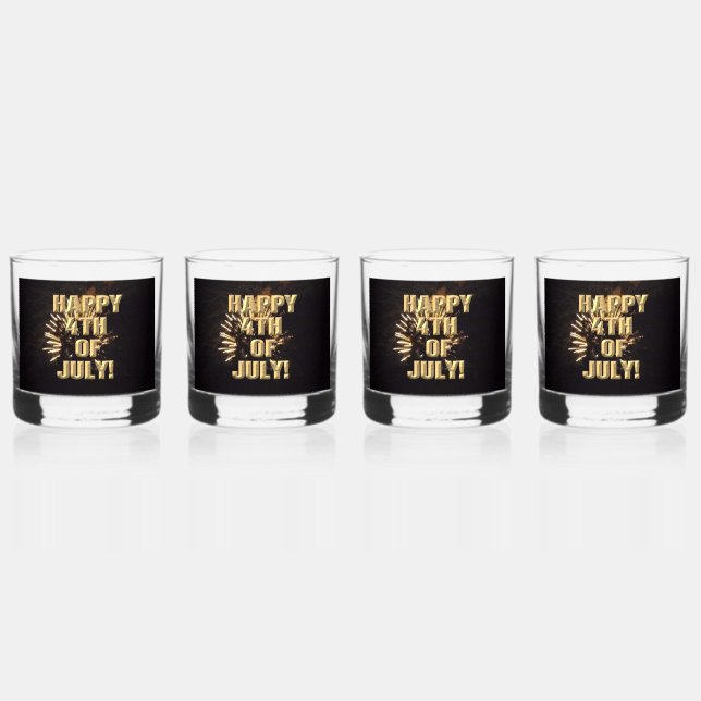 Fireworks 10 4th of July rocks glasses set of 4 (Front)
