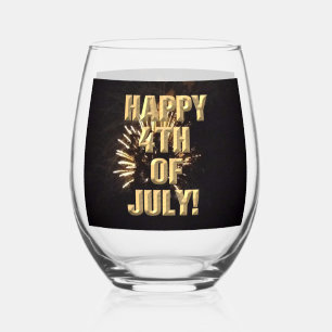 Fireworks 10 4th of July wine glass