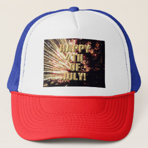Fireworks 11 4th of July red white blue truck hat